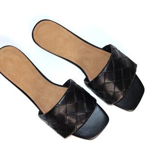 Bamboo | NWT | Black Woven Slip-on Sandals